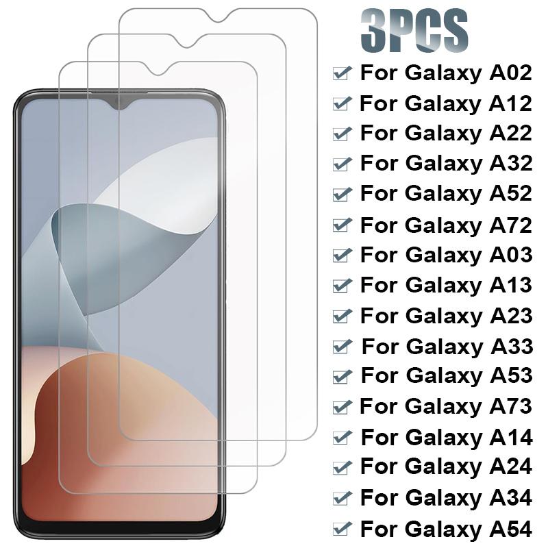 

3 шт. Закаленное стекло для Samsung Galaxy A03S A13 A23 A33 A53 A73 5G Защитная пленка для экрана для Samsung A54 A34 A14 A04 A12 A22 A32 A52S Samsung A73 5G белый