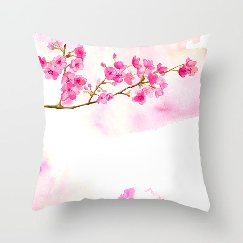 Peach Leather Velvet Fresh Pink Flower Pillowcase Home Sofa Pillow Cushion Cover Core-free