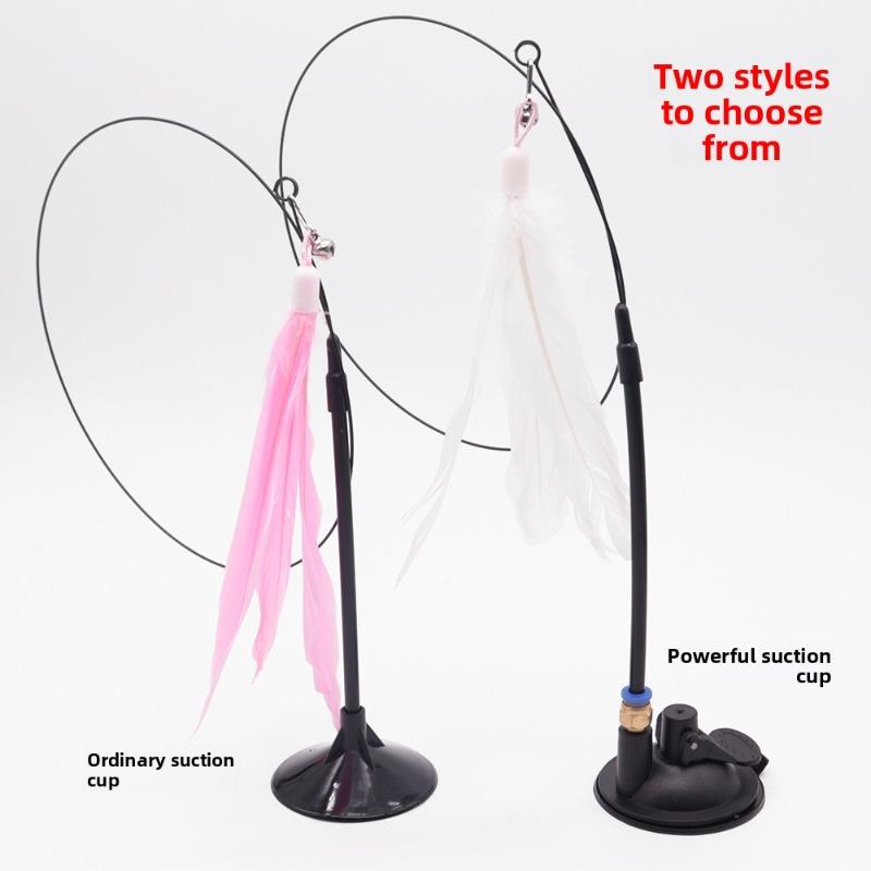Pet Cat Boredom Toys, Suction Cups, Cat Toys, Long Rods, Self-entertaining Cat Toys, Bell Feather Cat Toys