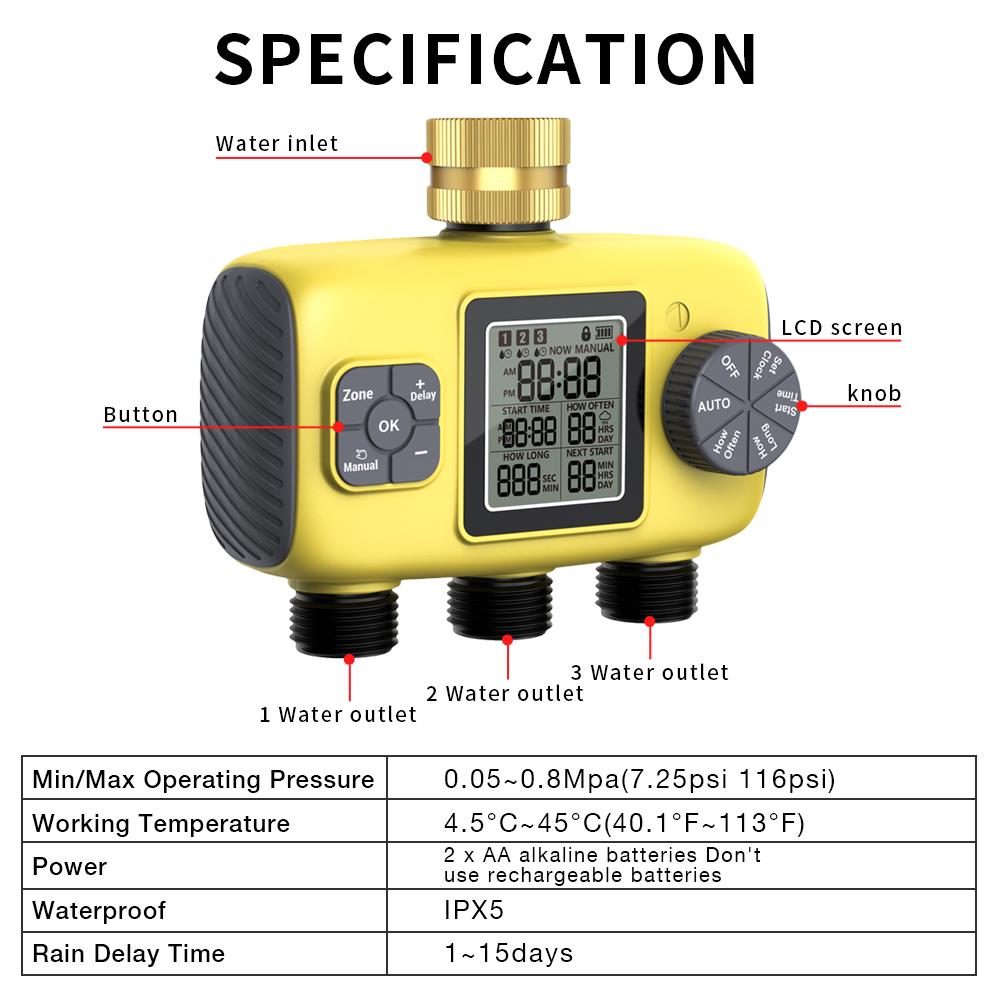 New Three/One Way Automatic Plant Irrigator Water Timer Garden Irrigation Watering System Sprinkler Sprinkler Programmer Tools