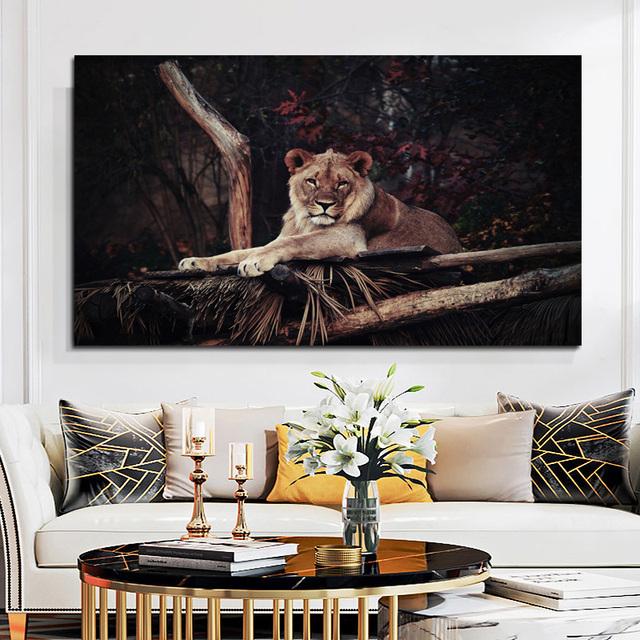African Black Lion Leopard Animal Posters and Prints Canvas Painting Wall Pictures For Living Room Interior Cuadros Home Decor No Frame