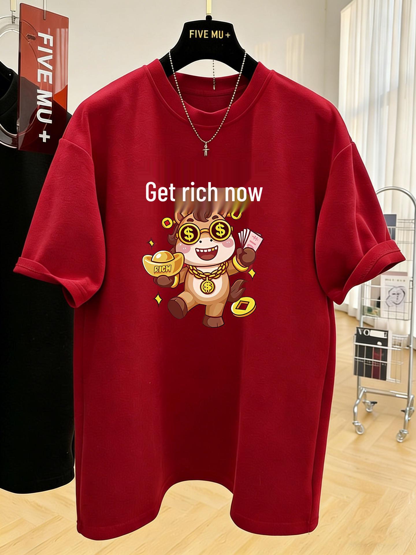 

2026 Year of the Horse Red Cotton Women s T-shirt - Short Sleeve & Loose Fit S