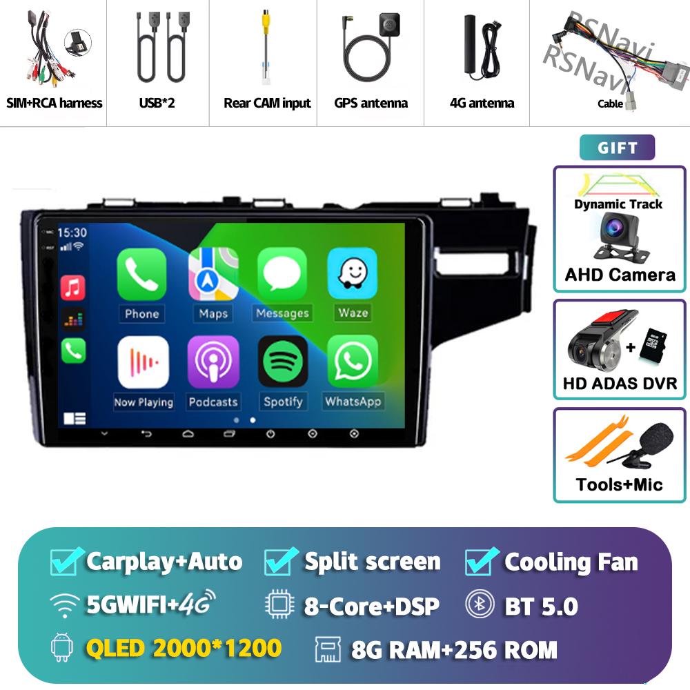 Android 14 Carplay Auto For Honda Jazz Fit 2014 - 2015 Car Radio Player Multimedia Stereo 360 Camera Navigation Video AI Voice