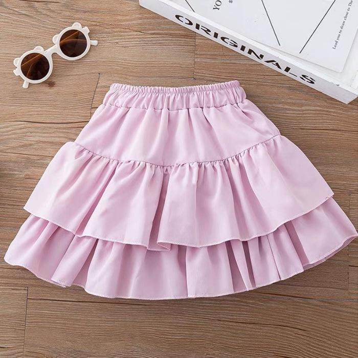 

Girls Uniform Skirt Spring Autumn Summer Children Clothing Short Skirts Preppy Style Pleated Cake Skirt for Students Kids 170cm рожевий