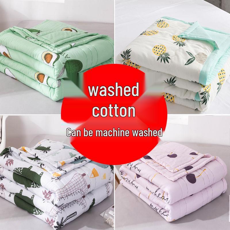 Washable Cotton Summer Quilt for Air Conditioning - Cool, Breathable, Thin Quilt for Kids and Adults