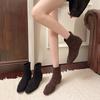 Inner Heightening Short Boots Women's Boots 2025 Autumn and Winter New Korean Version Simple Short Boots Rear Zipper Square Head Fashion Boots Women