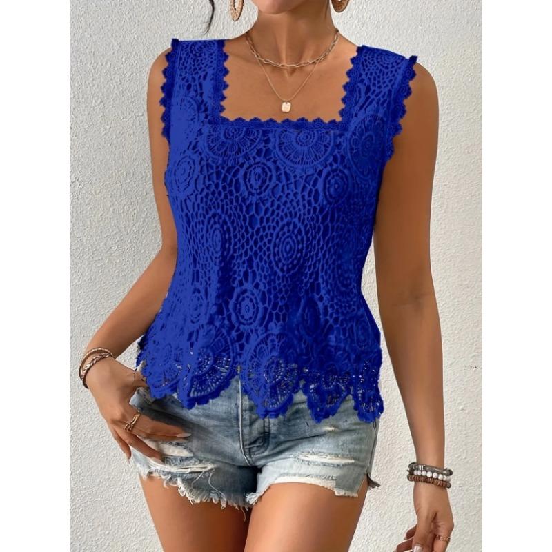 Women's Boho Floral Lace Camisole Top With Lining For Casual And Vacation Wear