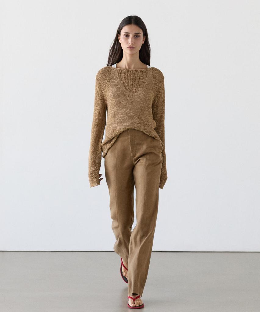 Masimodutti 100% Linen Kick Flare Fit Pants