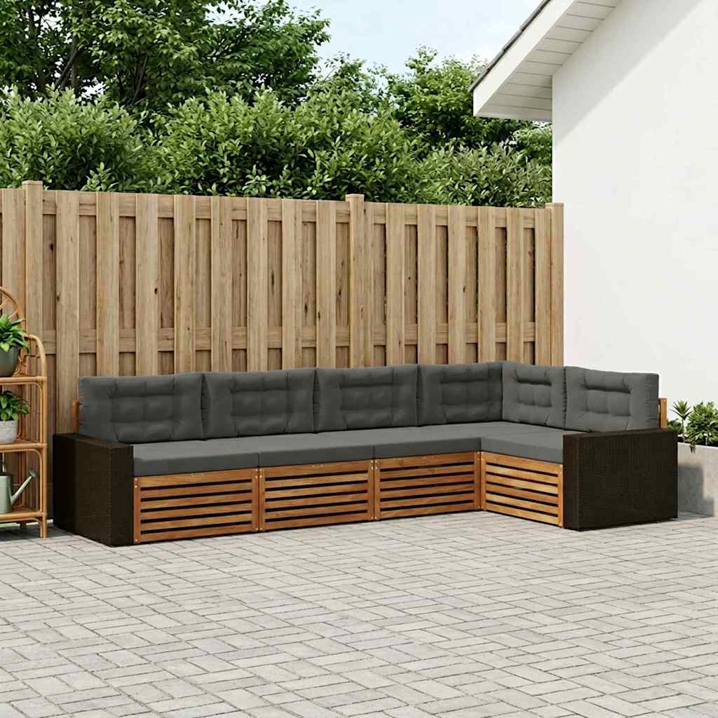 Outdoor Sofa Set 5 Pcs Natural and Anthracite