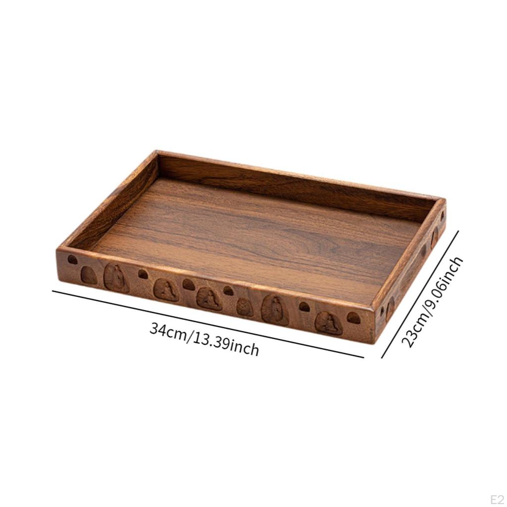 Tea Tray Wooden Serving Food Platters Centerpiece Farmhouse Coffee Table Snack for