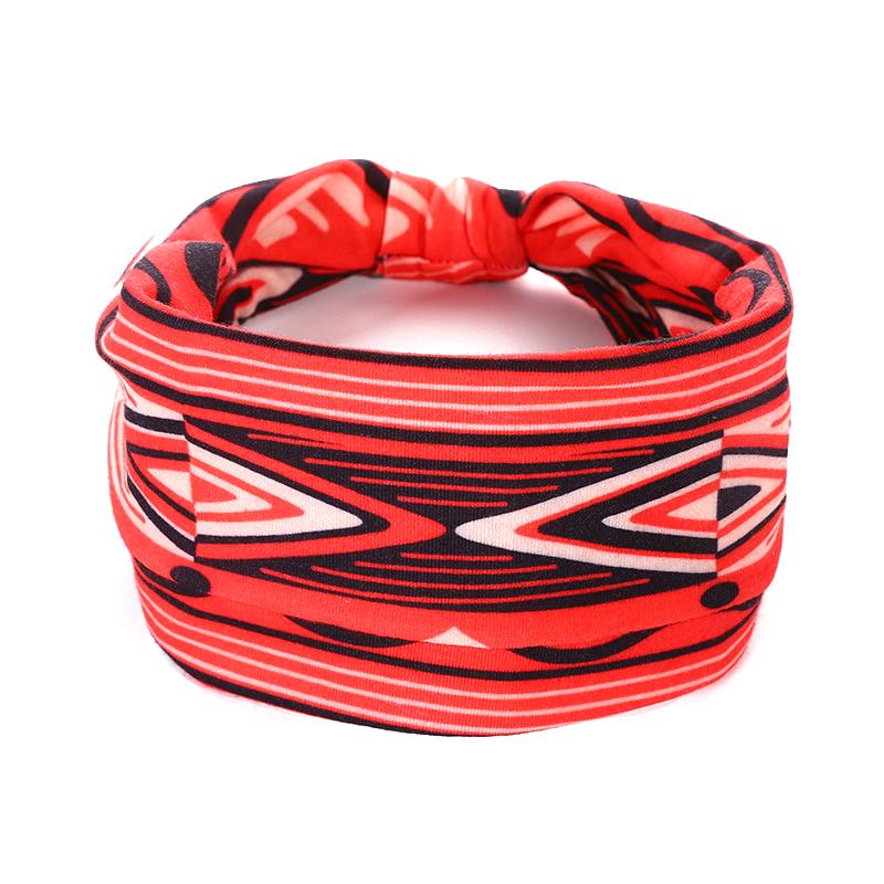 Diadema de Algodón Elástico de Moda Estampado de Patrón Africano Estilo Twist Banda Elástica para el Cabello Diademas Anchas Bandana Turbante Nudo Headwrap