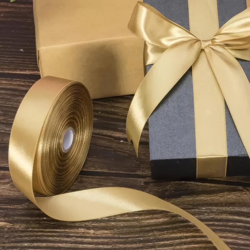 1 Pieces of Gold Ribbon, Luxurious Glossy Gift Packaging Ribbon, Suitable for Gift Packaging, Wedding, Birthday Decoration