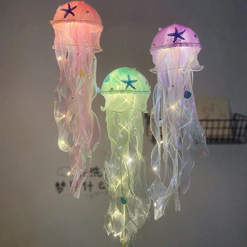 Hanging Jellyfish Light Glowing Night Hanging Light Crafts Household for Indoor Outdoor Garden Yard Decoration