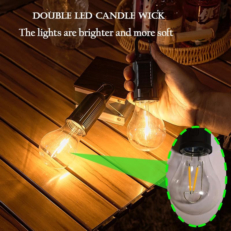 Solar Powered LED Camping Lamp USB Charging LED Lighting Lantern Waterproof Portable Handheld Lamp 100LM for Outdoor BBQ Camping