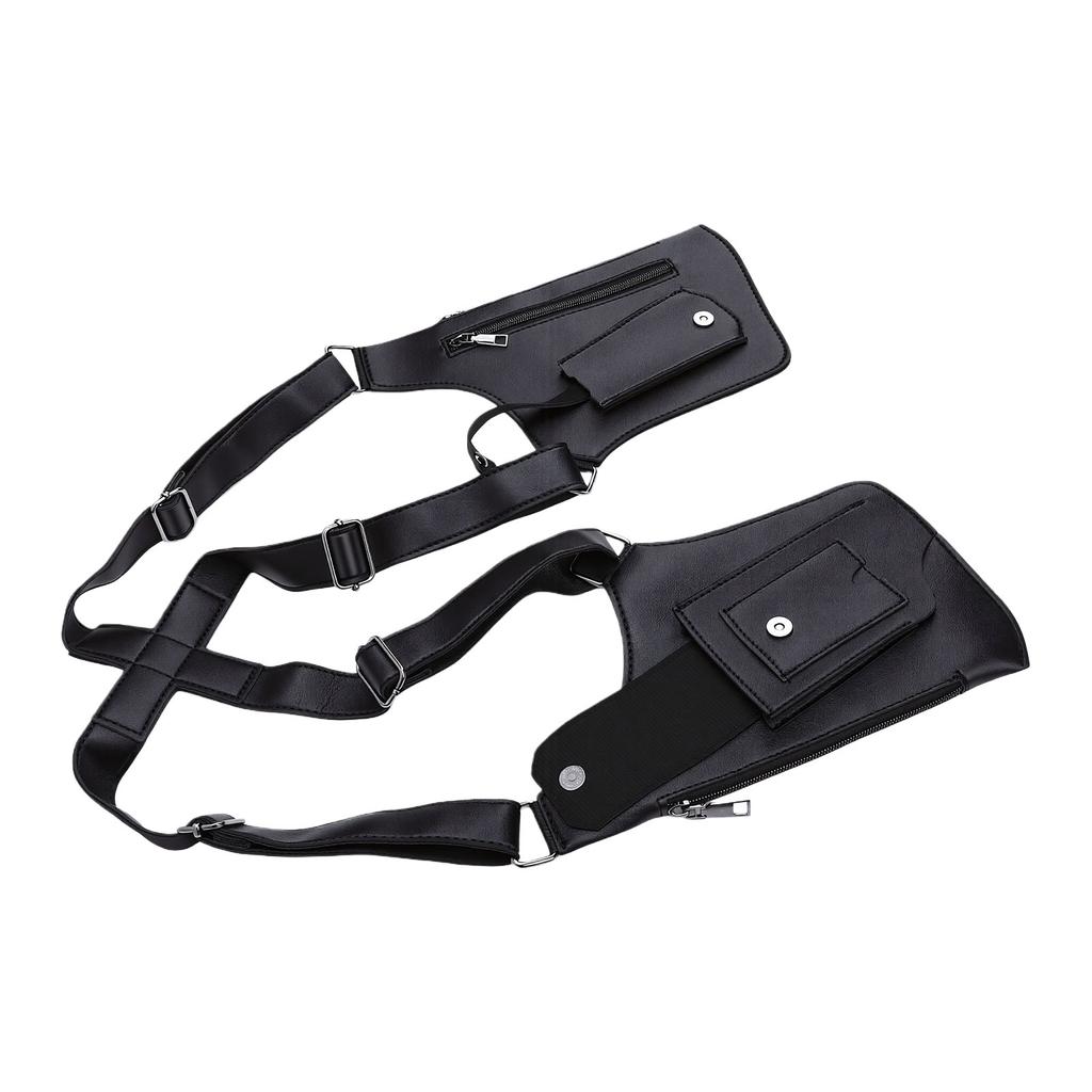 Double Shoulder Armpit Bag Vintage PU Leather Multi Function Underarm Wallet Holster Bag for Men Outdoor Phone