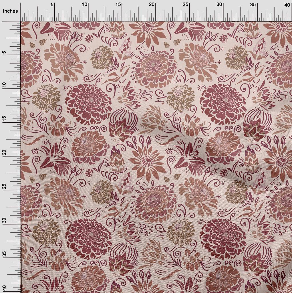 oneOone Cotton Flex Braun Stoff Asiatisch Chinesisch Blumen Kleid Material Stoff Druck Stoff Meterware 40 Zoll