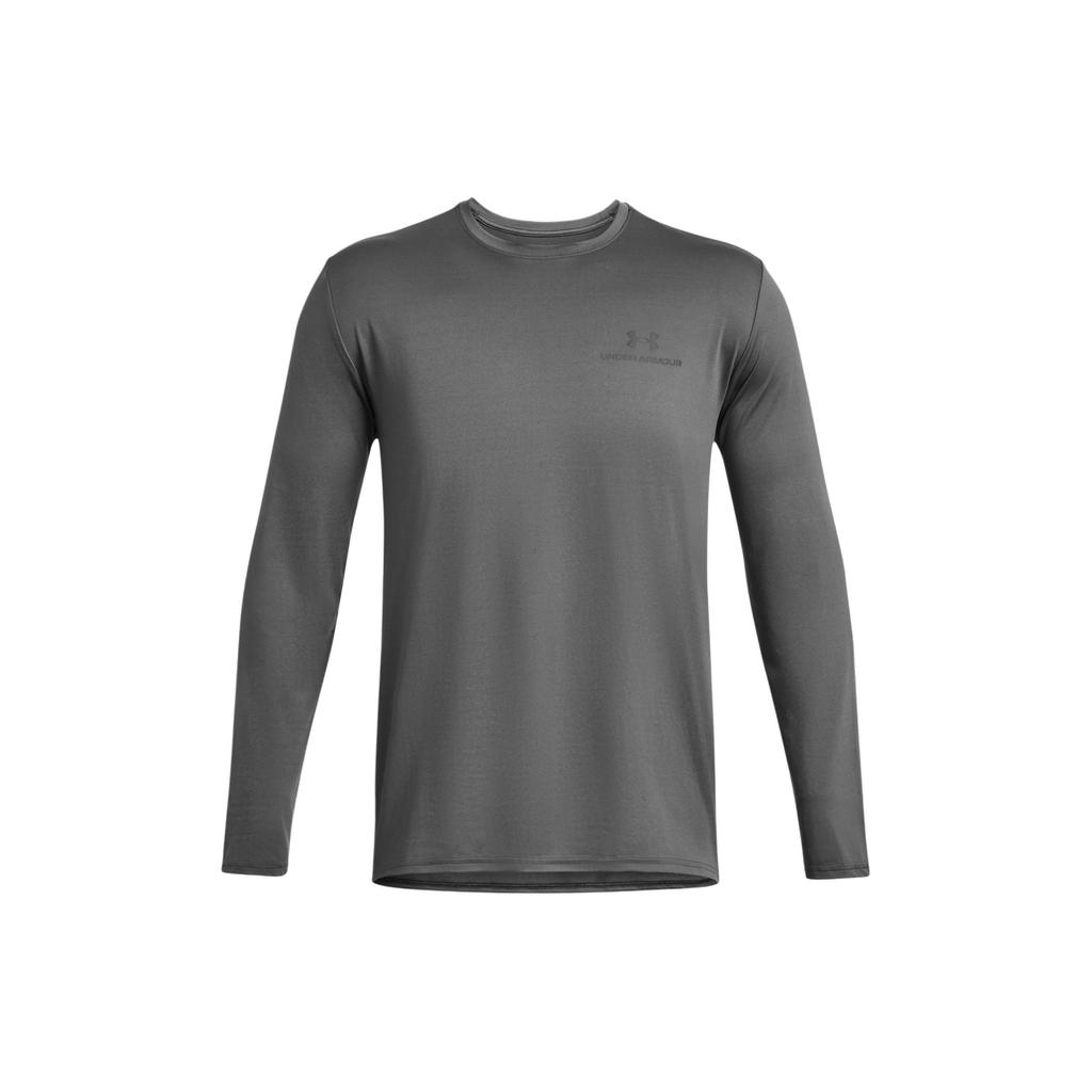 Under Armour UA Vanish Energy Logo Print Crew Neck Long Sleeve T-Shirt Men Tops Gray 1385418-025