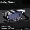 Retro Folding Reading Glasses for Men / Women Metal Frame Anti-blue Light Eyeglasses with Free Case