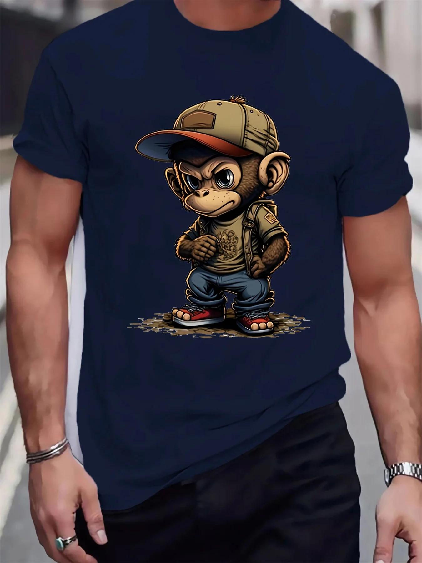 

Funny Monkey Printed Mens Tshirt 3D Animal Pattern Oneck Short Sleeve Tees Leisure Fashion Breathable Unisex Pullover Clothe 4XL