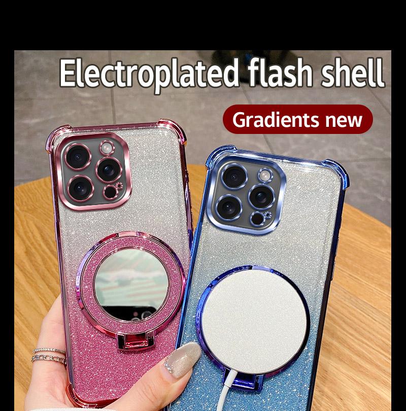 6D Shockproof Glitter Mirror Ring Phone Case For Motorola Moto Edge 50 Pro Neo Edge 60 Fusion E15 G86 G56 G85 G45 G05 Soft Cover