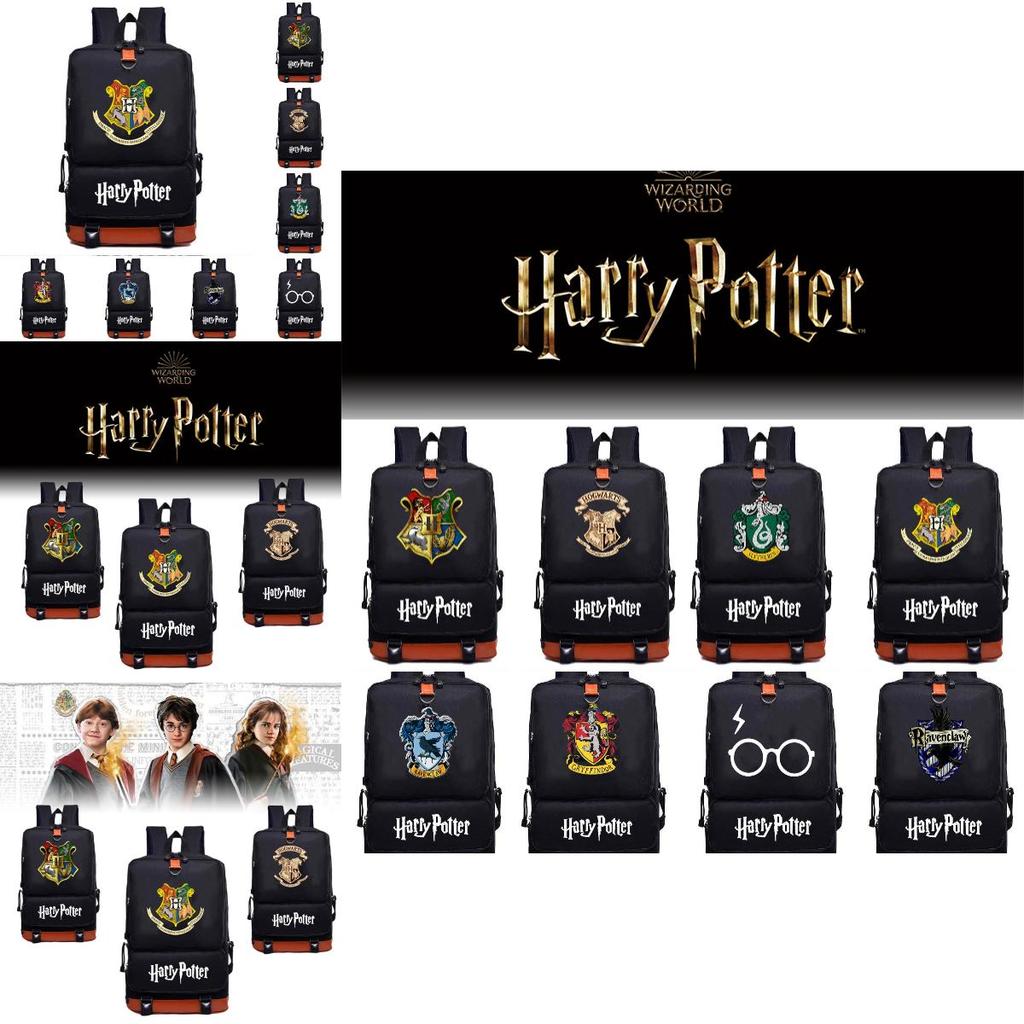 Stylish Harry Potter Print Canvas Backpack With Hidden Zipper Pockets