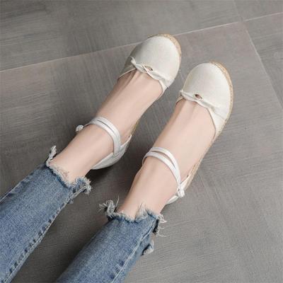 Korean Style 2025 Women's Wedge Heel Espadrille Sandals - Comfortable, Casual, Pointed Toe, Buckle Design