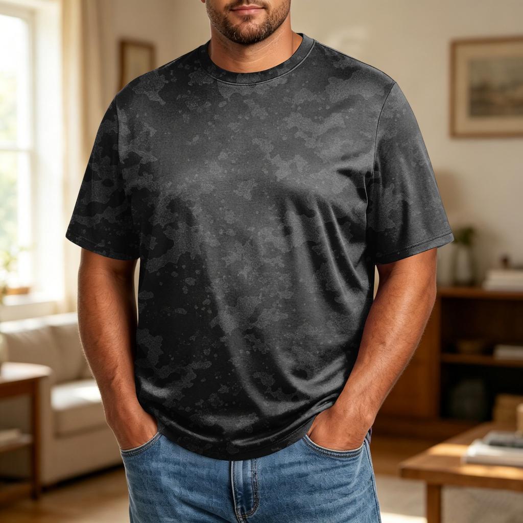 Men's Big Size Comfortable Breathable Casual Loose Fit T-Shirt Soft Fabric Crew Neck Short Sleeve Top for Everyday Wear