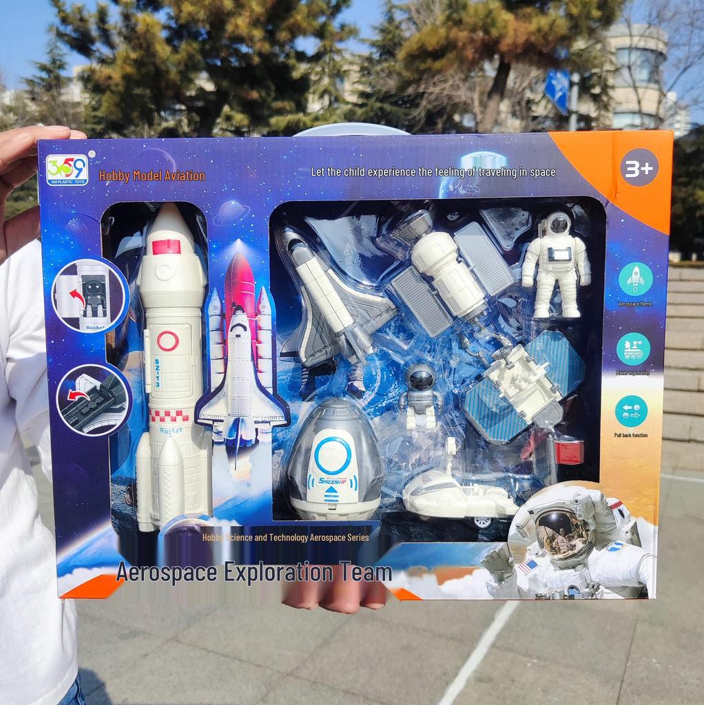 Aviation-Themed Rocket Airplane Model Toy for Kids' Pretend Play and Aerospace Exploration Training.