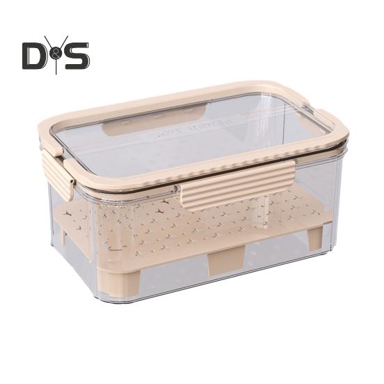 

Контейнер для хранения салата, герметичный, прозрачный, контейнер для фруктов, двухъярусная корзина для охлаждения льда, переносной контейнер для фруктов с дренажным поддоном светло-желтого