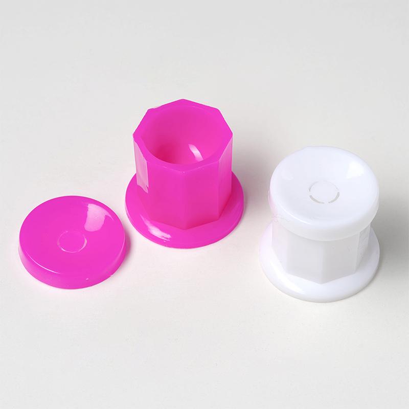 Mini Plastic Octagonal Powder Liquid Nail Cup Wiyh Cap Nail Brush Cleaning Tools Liquid Power For Mixing Bowl Brush Holder Dish