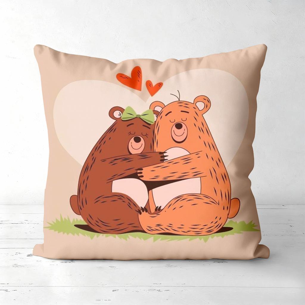 Cute Bear Couple Pillows Warm And Loving Design Polyester pillowcase, sofa decorative cushion cov Headboard Pillow