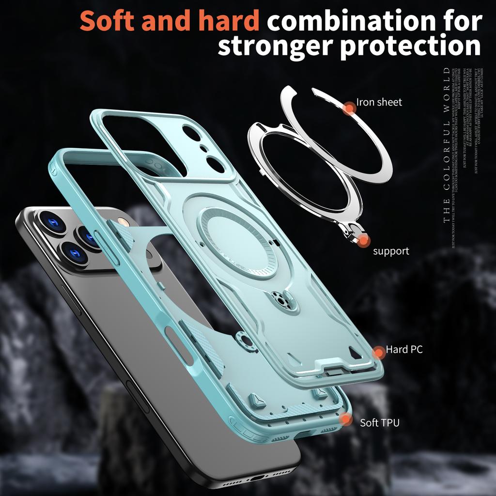 For iPhone 17 Pro Max Case Compatible with MagSafe Military Protection PC+TPU Kickstand Phone Cover