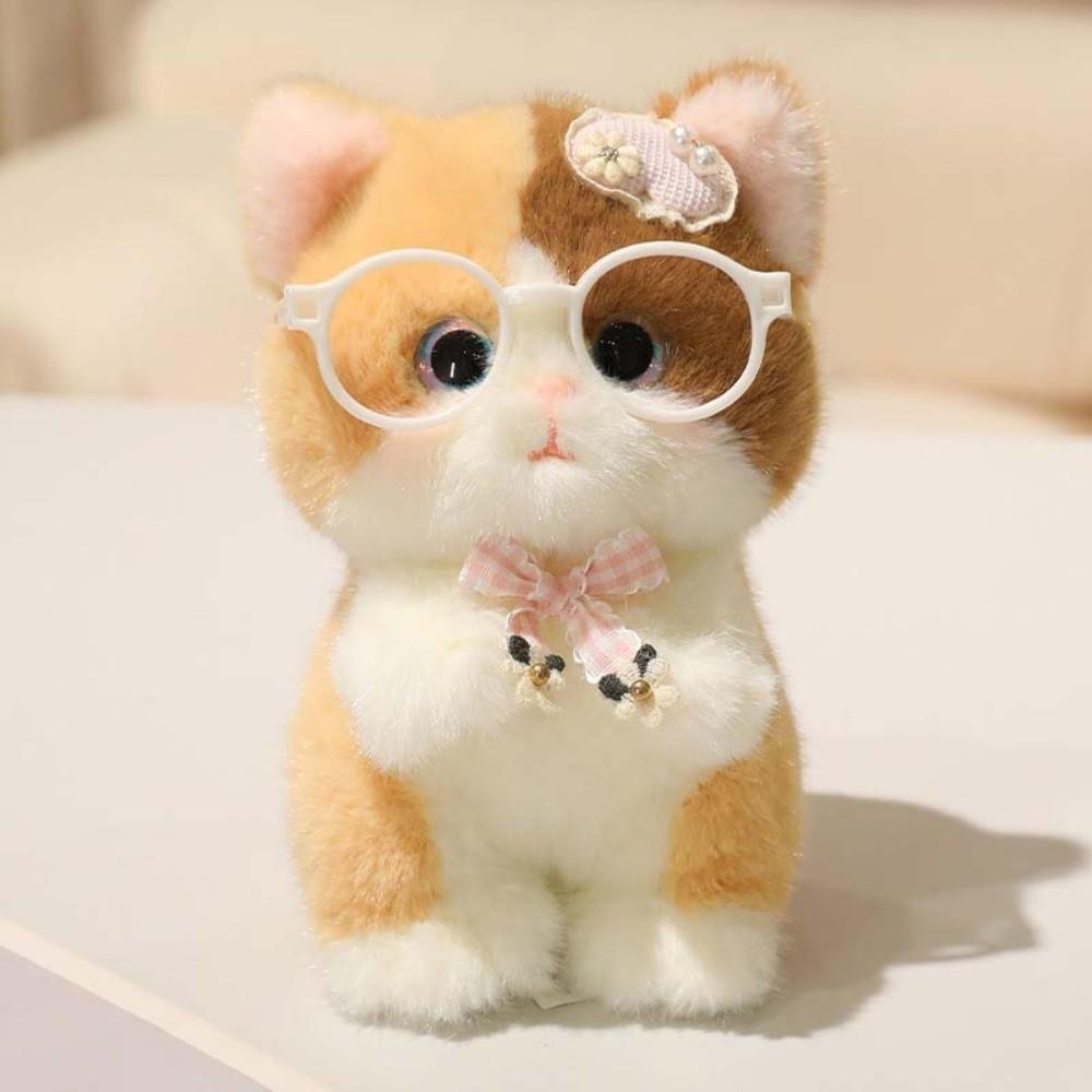 Soft Cute Cat Keychain Small Comfort Stuffed Animal Kawaii Glasses Key Ring  Daily Accessories