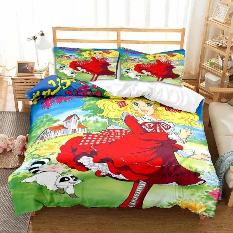 3D Print Manga Candy Cute Cartoon Bedding Set Double Twin King Duvet Cover Comforter Pillowcase Boys Girls Adults Bedroom