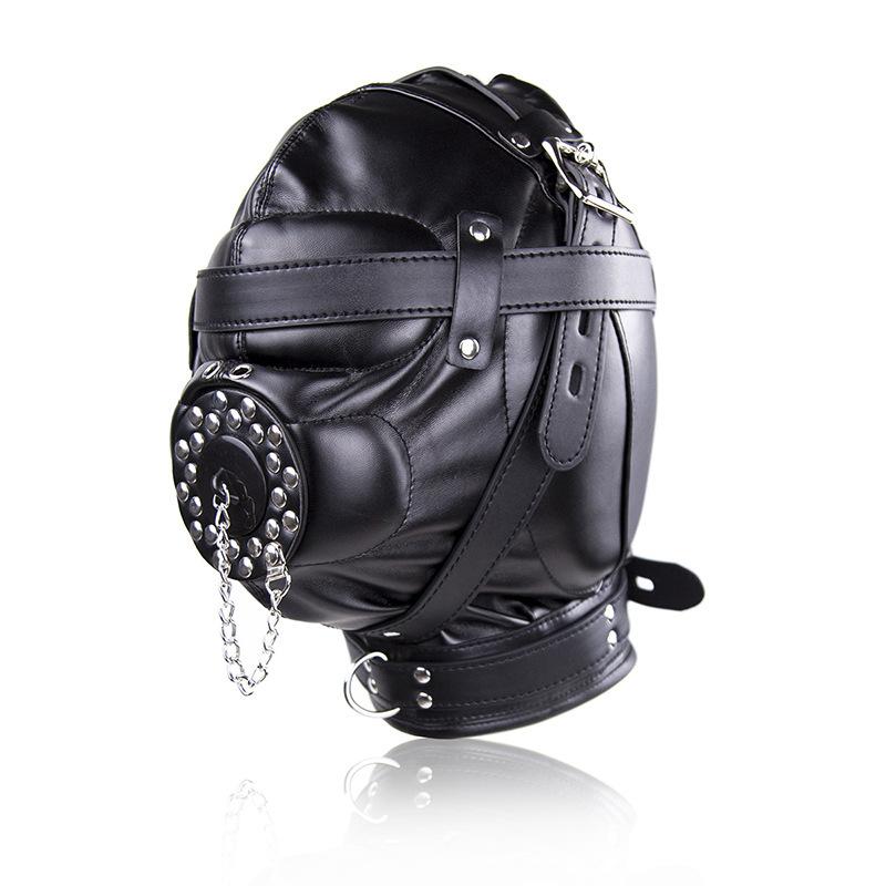 New BDSM Bondage Mask With Hollow Mouth Gag SM Totally Enclosed Hood Sex Slave Head Hood Sex Toys For Couples Sex Product