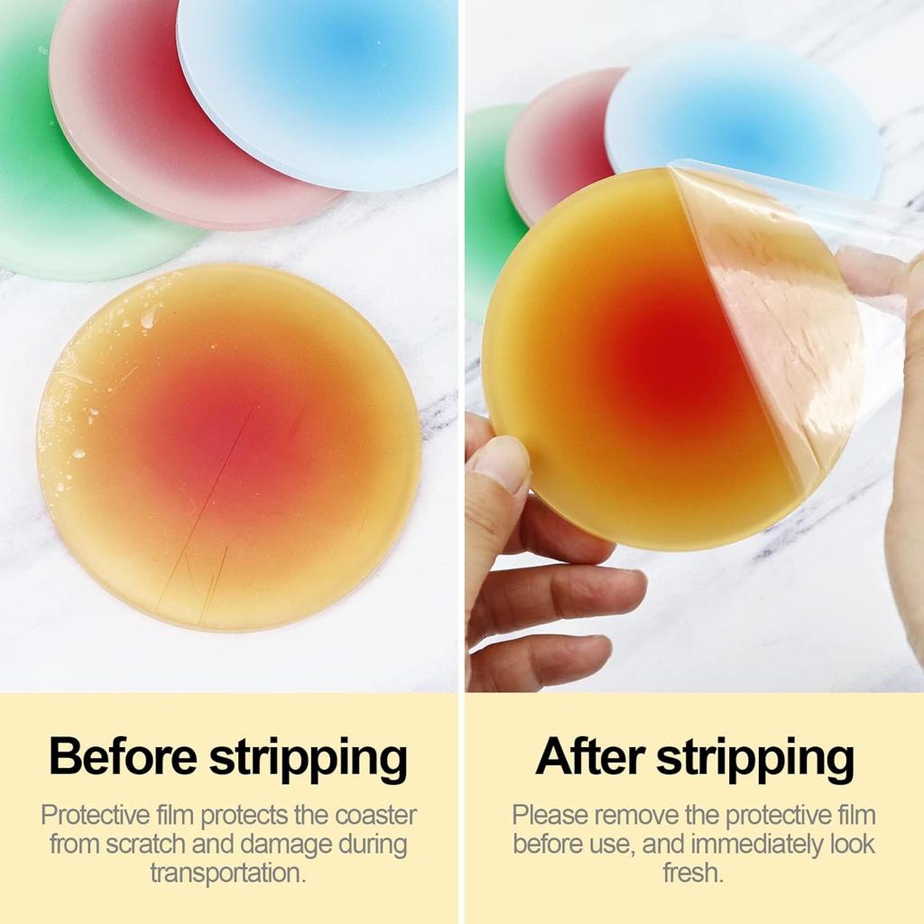 Drink Coasters Colorful Acrylic Coaster Set 4 Pcs, 3.8 Inch Round Non-Slip Table Coaster Coasters for Coffee Table Desktop Protection