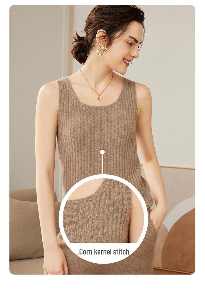 2024 Autumn/Winter Women's Fashion Cashmere Round Neck Knit Camisole