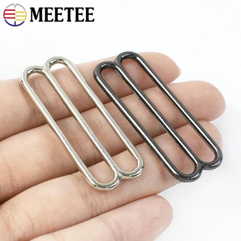 Meetee 30Pcs 20/25/30/40/50mm Metal Tri-Glide Adjust Buckles Bra Strap Clasp Decoration Underwear Ring Hook Sewing Accessories