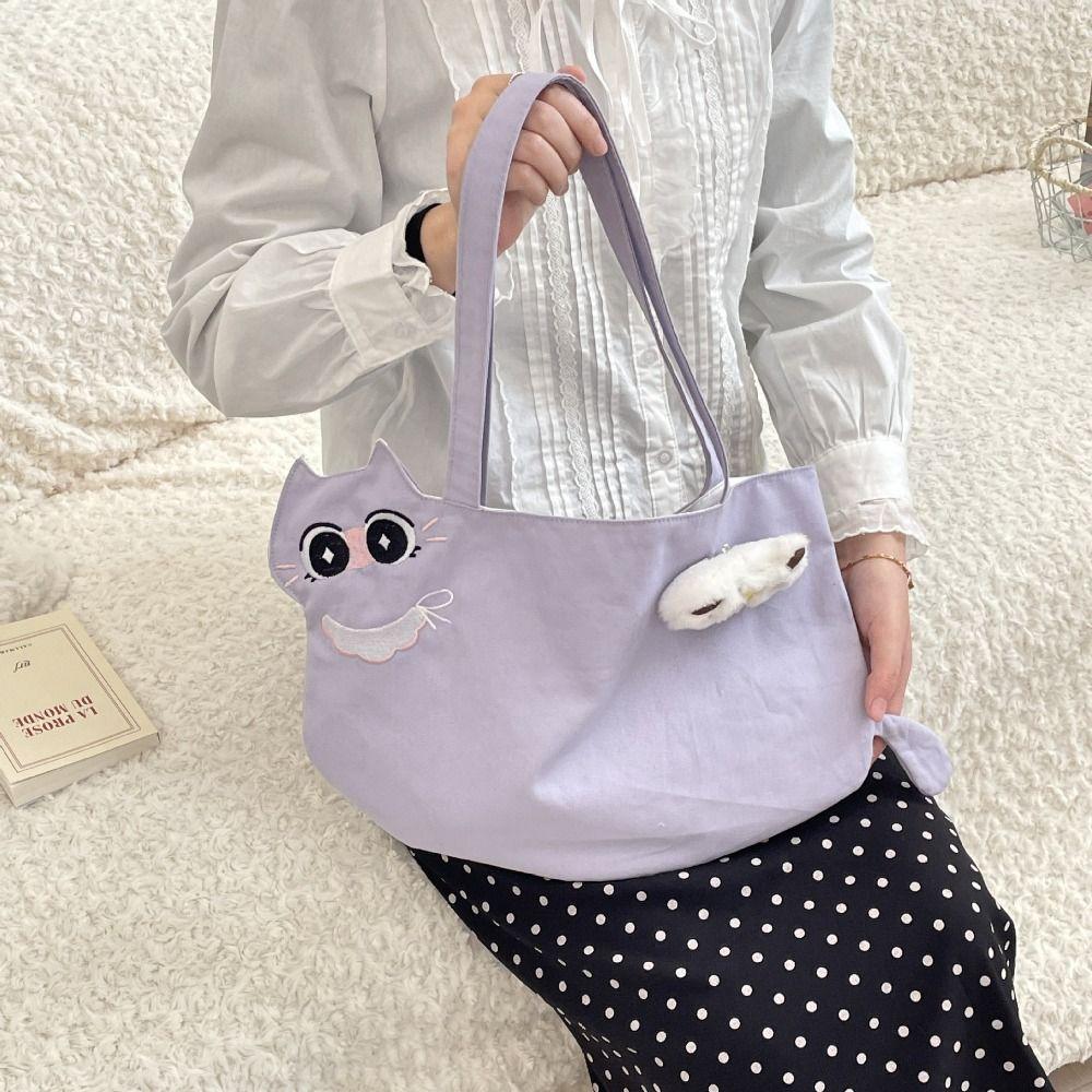 Druck Gedruckte Katze Schultertasche Stoff Handtasche Allround Stickerei Canvas Tasche Outdoor