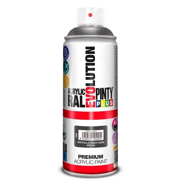 Sprejová barva - PINTY - Plus Evolution - Metalická šedá NVS268 - 400 ml - Odolná vůči povětrnostním vlivům