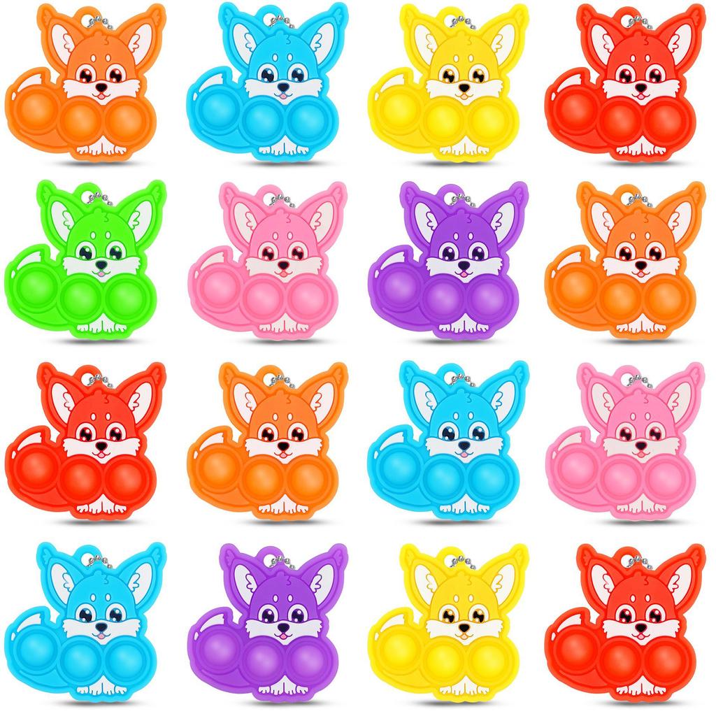 10/50PCS Cartoon Mini Keychain Fidget Toys Push Bubbles Stress Relief Sensory Toy Kawaii KeyRings fidgeting Toys for Kids Adult