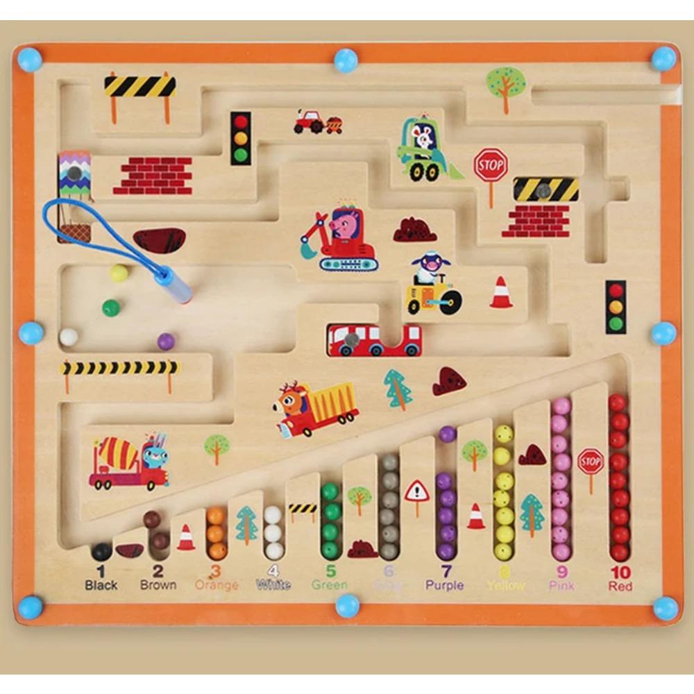 Children Wooden Magnetic Color and Number Maze Learning Education Toys Color Matching Montessori Toys Wooden Toys Gift for Kids