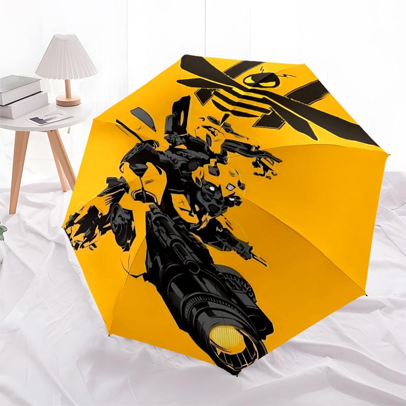 1pc Bumblebee Transformer Automatic Folding Umbrella - Compact 8-Rib Design, Durable Plastic & Iron, Daily Use Z1230050