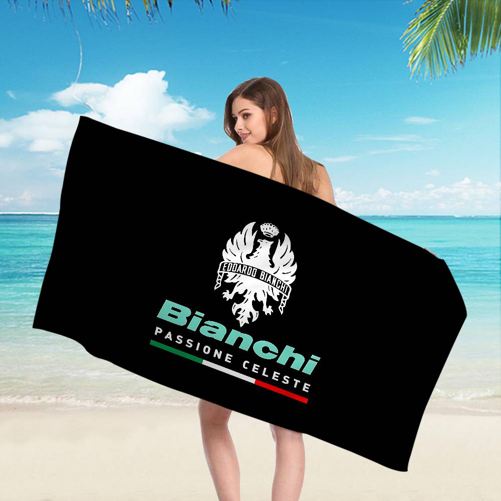 B-bianchi-S Bicycle Logo Microfiber Blanket Quick Drying Beach Towels Oversized Printing Super Absorbent Pool Towel Blanket