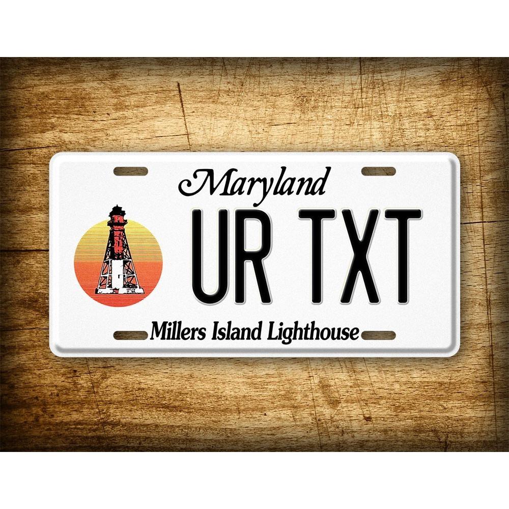 Personalized Maryland Millers Island License Plate 6x12 Inch Custom Text Auto Tag
