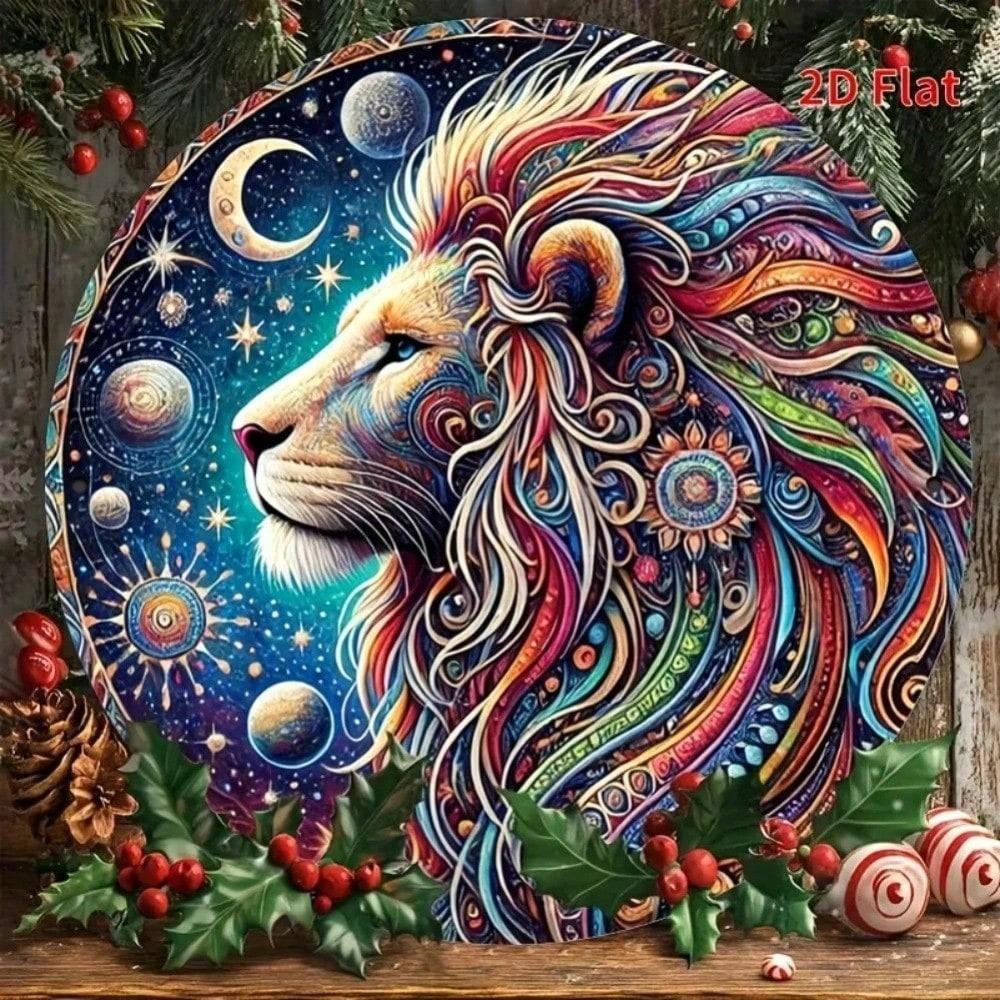 Leo Zodiac Metal Wall Art 8x8 Inch Round Tin Sign Home Bar Cafe Decor Horoscope Astrology Artwork 20x20 разноцветный