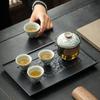 Hongyue Glass Covered Bowl Teacup Large Single Non-Hot Hand-Grasping Pot One Person Kung Fu Tea Set Underglaze Color Brewing Teapot