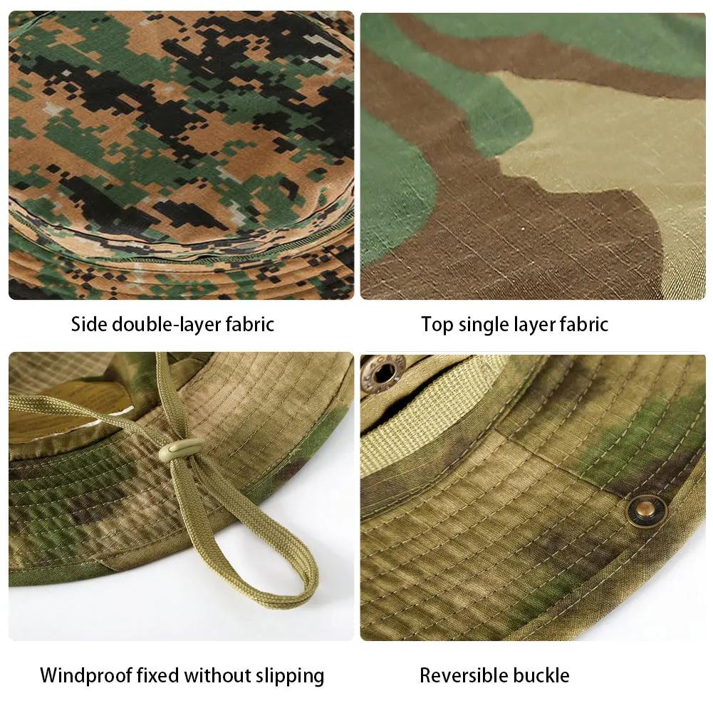 Men Hunting Hiking Outdoor Camo Sun Caps Camouflage Hat Tactical Bucket Hats Panama Summer Cap