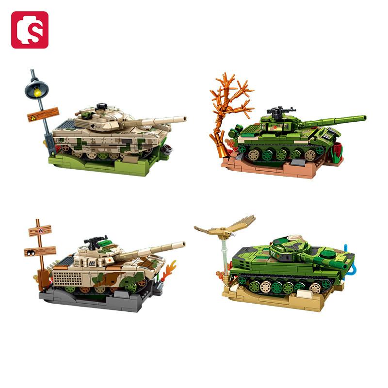 Wucifang Bags Boys Sembo Military Series Main Battled Tank Assemblage Building Blocks My Own Creation Vehicle Models Car Construction Sets Children Playthings Gifts
