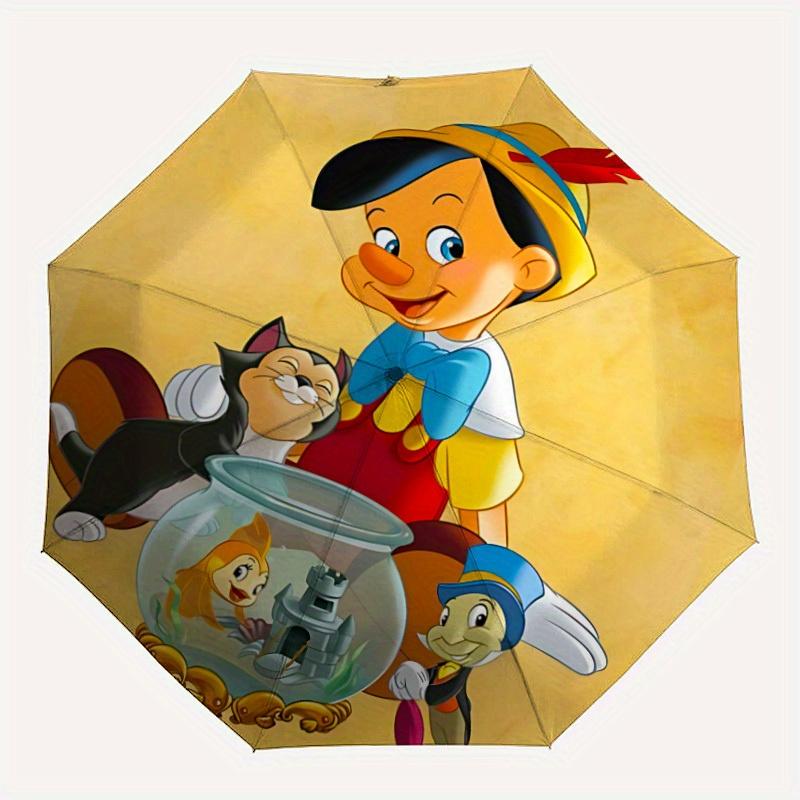 

1pc Pinocchio Home Essential Cute Cartoon Umbrella, Portable Folding Umbrella with Durable Iron Frame 8 Ribs, a0821002